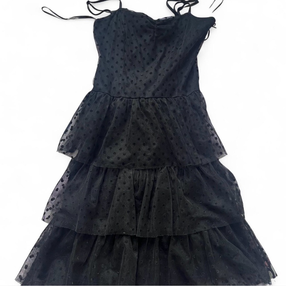 Black Tiered Polka Dot Dress